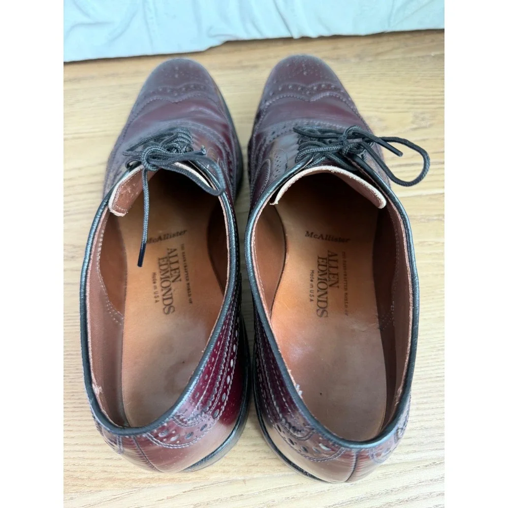 Allen Edmonds McAllister Merlot Oxblood Wingtip Oxford Dress Shoes Sz 10.5 B